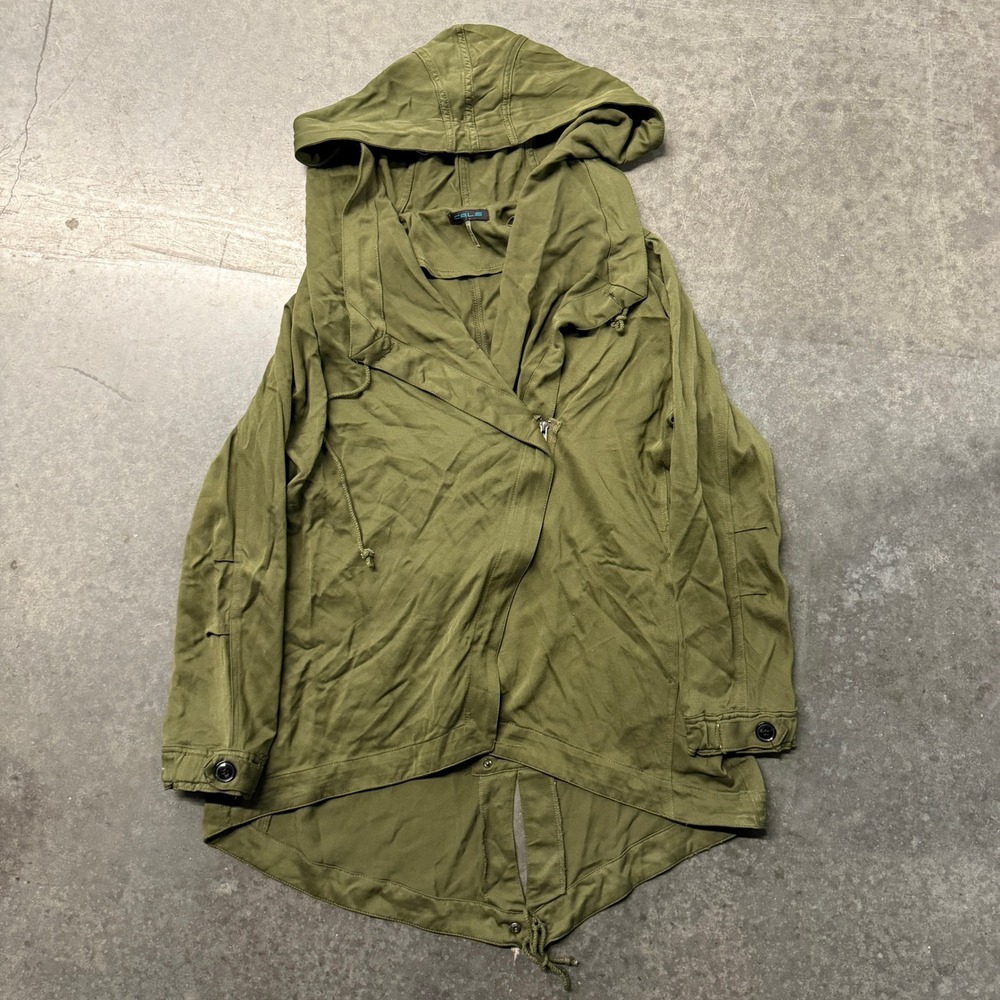 CALS Womens Olive Green Utility Anorak Hooded Jacket Fishtail Hem Size Medium